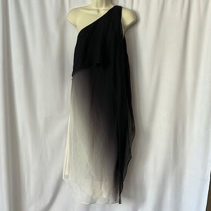 Halston Heritage NWT STUNNING One Shoulder Black Ombré Dress **Size 8** 🔥🔥